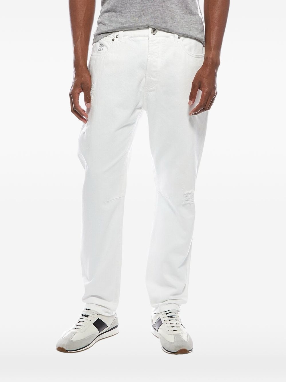BRUNELLO CUCINELLI ‘Leisure Fit’ Lightweight White Denim Jeans Mens Italy